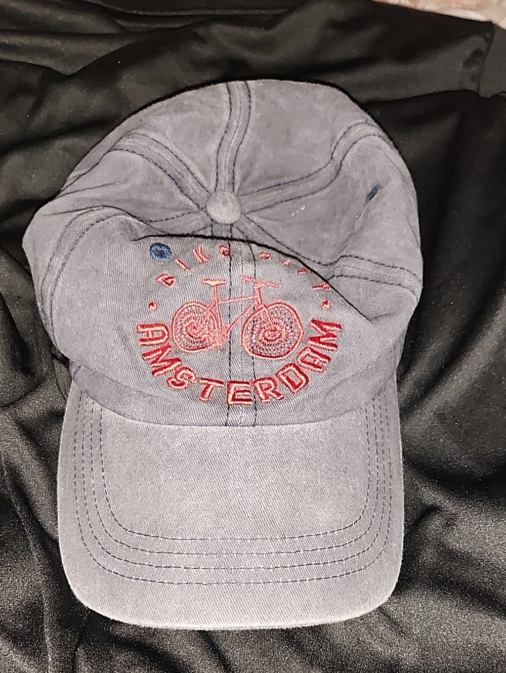 Robin Ruth Navy Cap with Red Amsterdam Bicycle Embroidery